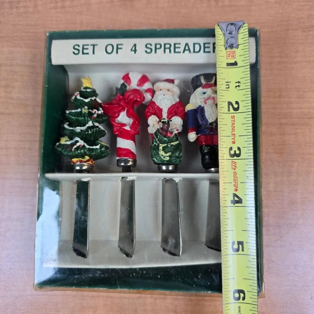 Boston Warehouse Christmas Set of 4 Spreaders Santa Toy Soldier Candy Cane 1996